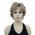 thumbnail image 1 of Women's Short Curly Wavy Wig Synthetic Hair Full Wig for Daily Use, 6 inches, Dark Blonde with Highlights, 1 of 11