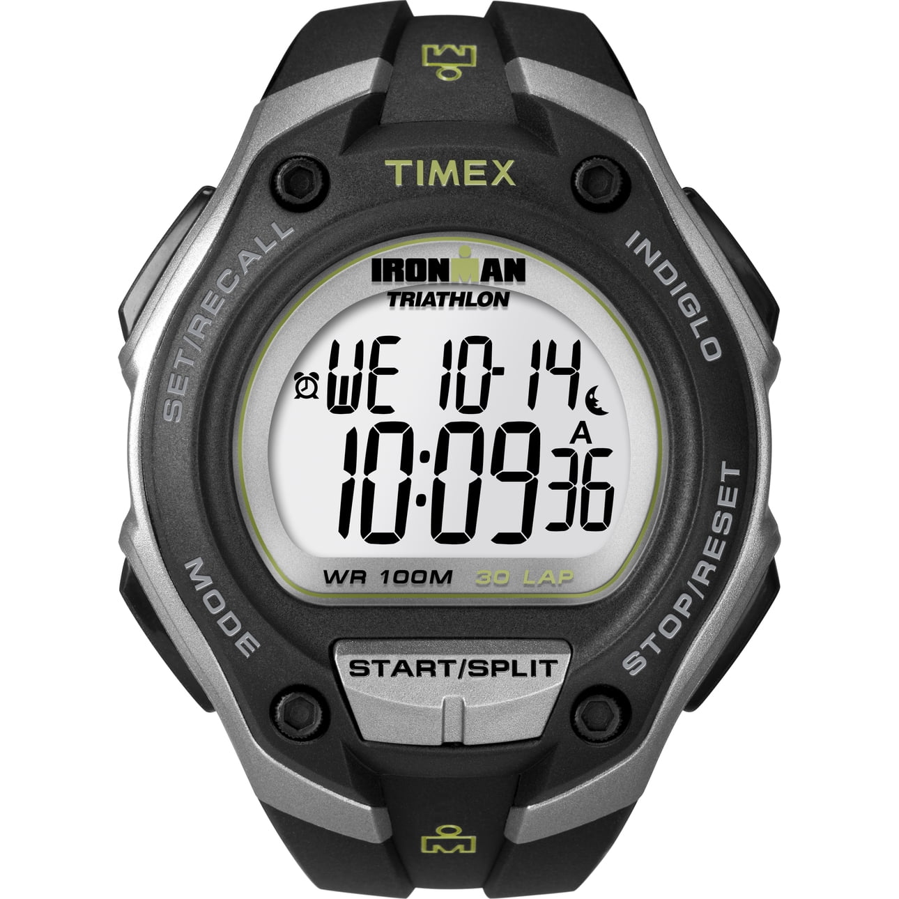 TIMEX Men's IRONMAN Classic 30 Oversized 43mm Watch – Silver-Tone & Black  Case with Black Resin Strap 