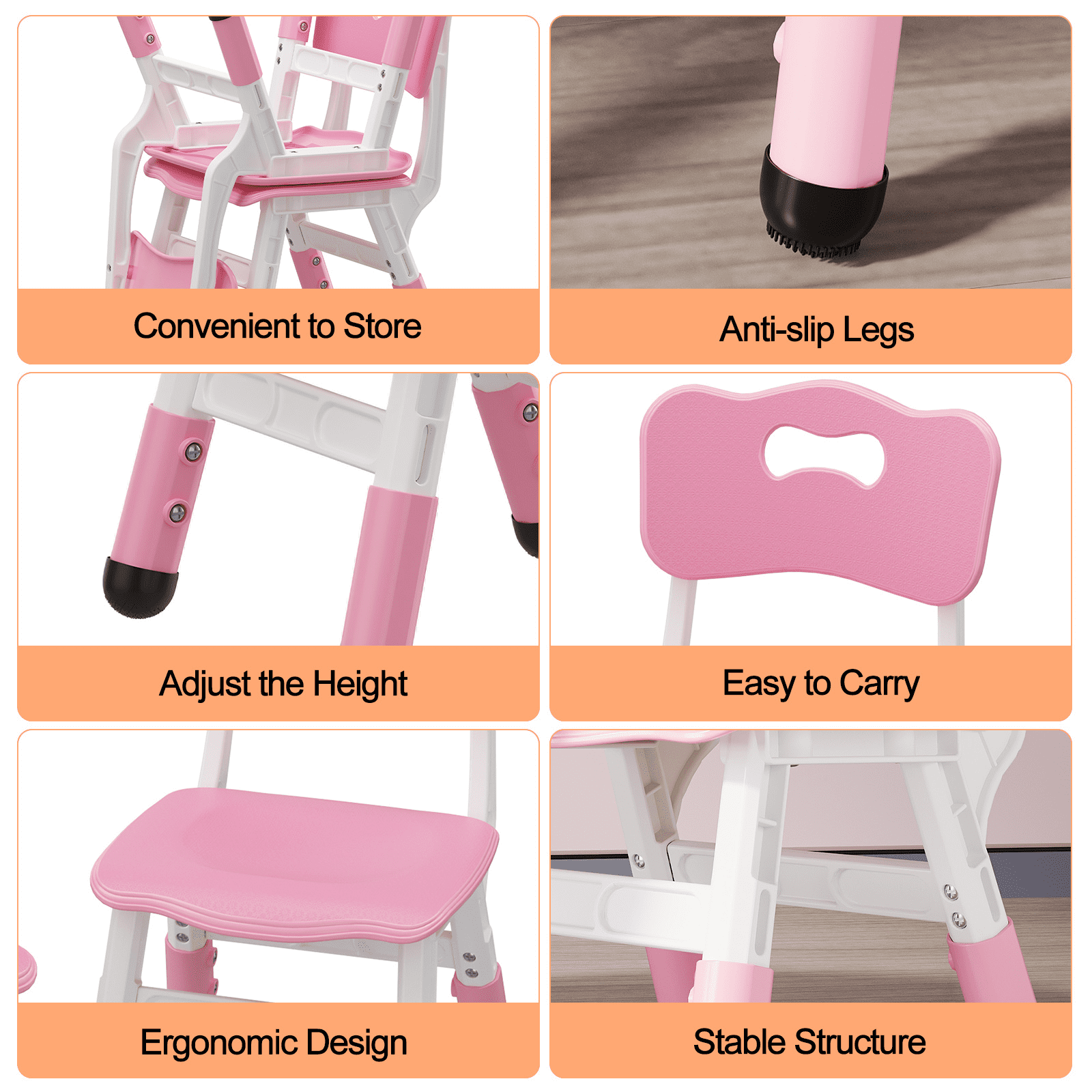 CazToi Height Adjustable Kids Chair Set of 2 Plastic Toddler Hammock Booster Seat