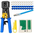 thumbnail image 1 of Kit de herramientas de crimpado RJ45 YWNEGWE Pass Thru Cat5 Cat5e Cat6 con comprobador, 1 of 6