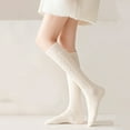 thumbnail image 4 of Telankuip Women's Pattern Knee-High Socks Autumn and Winter Long Oatmeal Color Thickened Wool Warm Calf Socks Casual Warm Comfortable High Stockings Beige One Size, 4 of 4