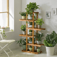 thumbnail image 4 of MoNiBloom Wood 5 Tiers Plant Stand, Flower Shelf, Display Rack, Carbonized, for Indoor Outdoor, 4 of 10