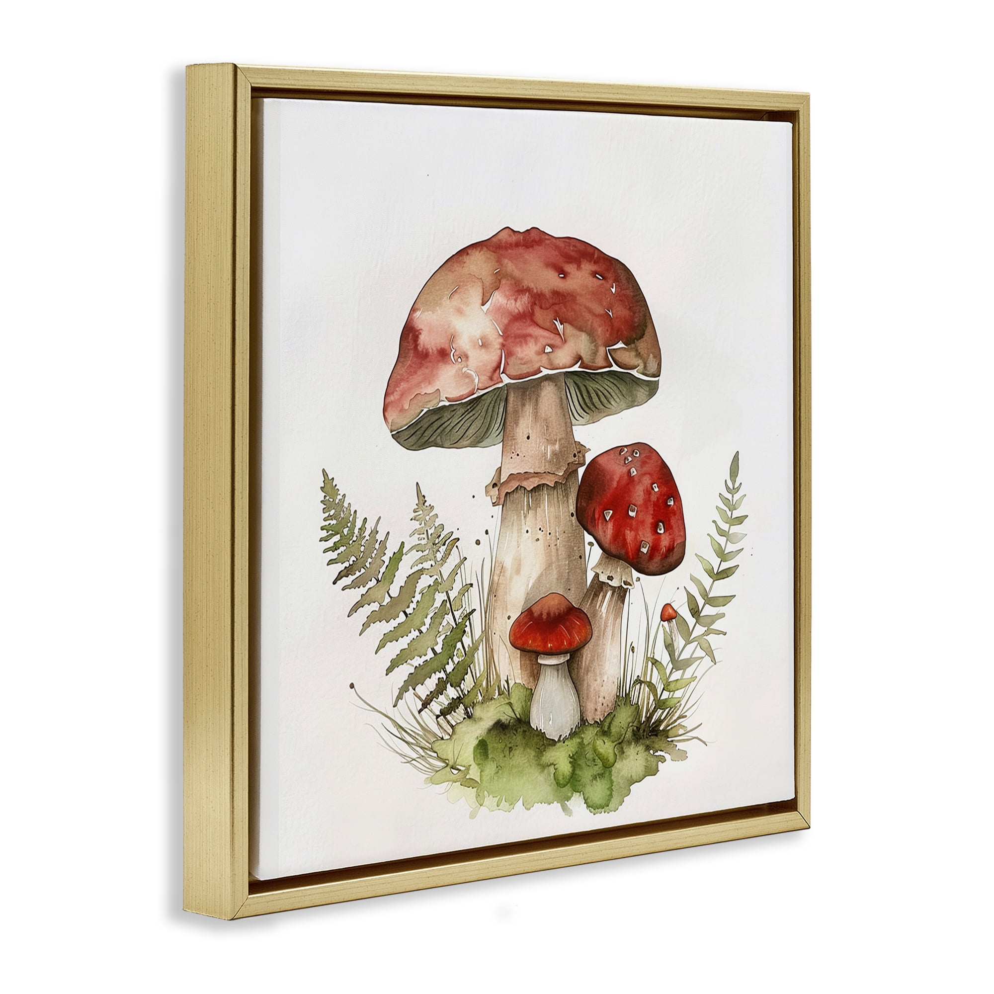 Stupell Industries Enchanted Forest Floor Plants & Flowers Painting Gold Floater Framed Canvas Art Print Wall Art, 18 x 18