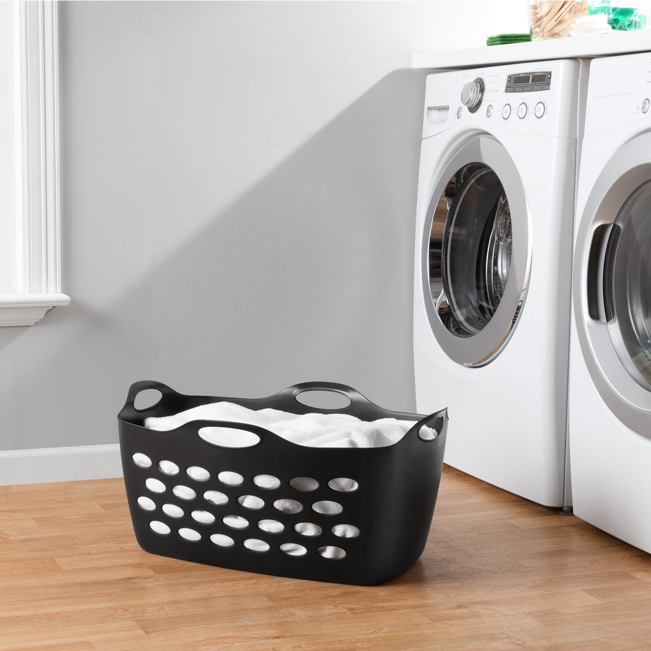 3 pack) Mainstays Flexible Rectangle Laundry Basket, Black