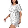 thumbnail image 2 of Fuzoiu Snowflake Minimalist Print Women's Short-Sleeved Pajama Set,Lounge Sleepwear Set,Womens Pajama Sets 2 Piece,Button-Up Top and Shorts with Pockets-XX-Large, 2 of 7
