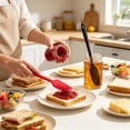 thumbnail image 5 of Long Handle Silicone Jar Spatula Kitchen Scraper Spatula Non-Stick Rubber Scraper Silicone Scraper for Jars, Smoothies, Blenders Cooking Baking Stirring Mixing (Red, Black,2 Pieces), 5 of 7
