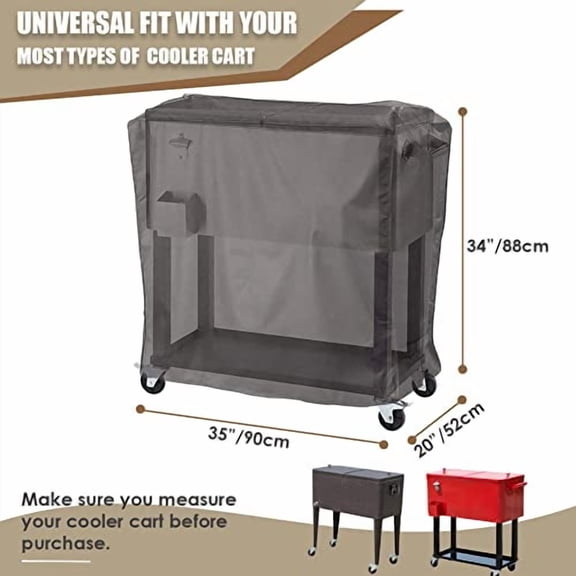 Patio Cooler Cart Cover Waterproof Fits Most 80 Quart Rolling Cooler Cart Cover Outdoor Beverage Cart Cover UV Resistant Patio Ice Chest Party Cooler Protector