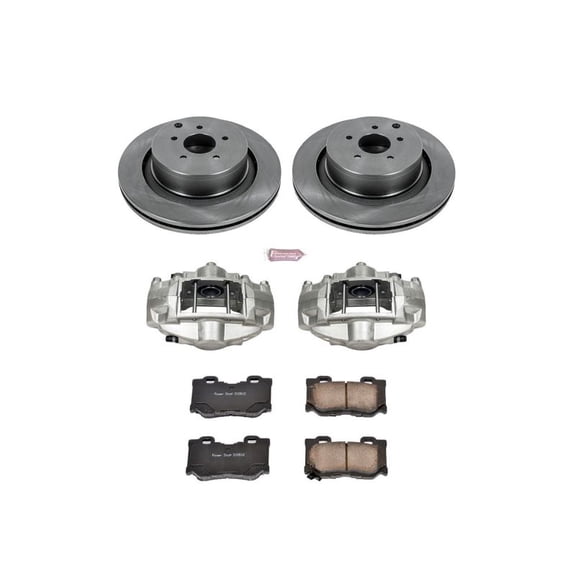 PowerStop Rear Stock Replacement Brake Pad and Rotor Kit with Calipers Fits: INFINITI Select Models KCOE5861
