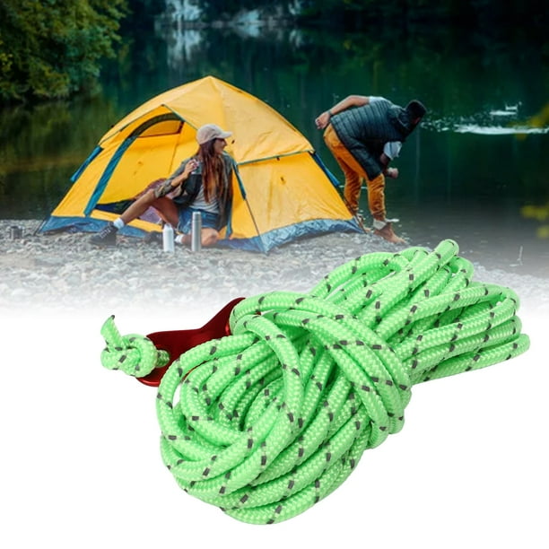 Reflective Tent Guide Rope, 5pcs Camping Tent Rope Easy To Use 4mm 13.1ft  Nylon Eye Catching Anti Slip For Waterproof Cloth For Hiking Yellow,Green