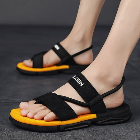 

Cathalem Beach Slipper For Men Outdoor Sole Flip Flops Summer Men Two Wear Sandals And Slippers Men Slide Sandals Wide Yellow 9.5