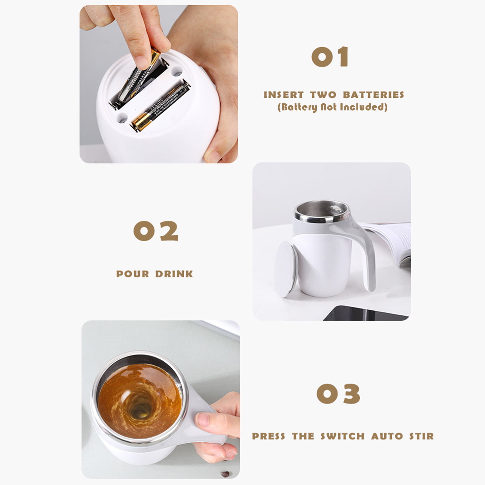 Austok Self Stirring Coffee Mug,Electric Stainless Steel Automatic Mixing  Cup,USB Rechargeable Self Stirring Coffee Mug,Portable Self Mixing Coffee  Cup for Home Office Coffee Milk 