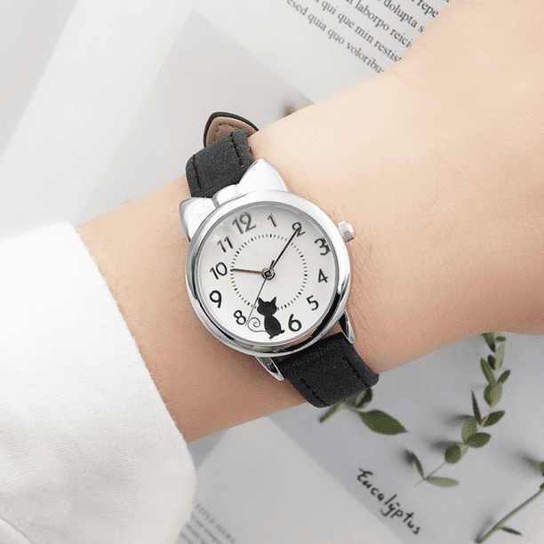 Girl Watch Watch Cat Multi Color Quartz Watches Clocks for Girl Wristwatch Rosette Watches Colorful Student Watches for Girls Silver Black Walmart