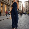 thumbnail image 6 of AJGRHE Women's Elegant Halter Jumpsuit Summer Cut Out Wide Leg Dressy Casual Romper Sleeveless Neck Jumpsuit Loose Wide Leg Elegant Waist Cinching Piece Navy XL, 6 of 8