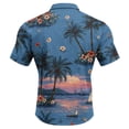 thumbnail image 6 of Domuza Mens Hawaiian Tropical Shirt Short Sleeve Casual Trendy Button Up T-Shirts Lounge Vacation Relaxed Fit Lightweight Tops Dark Blue 3XL, 6 of 7