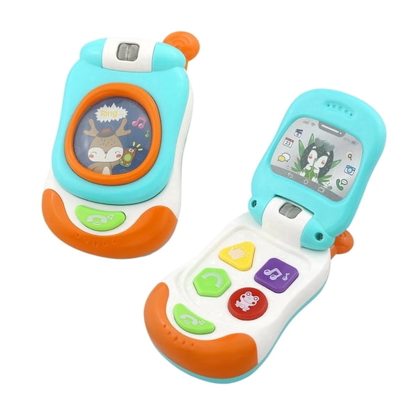 Baby Cell Phone Toy with musicial and Light, Flip Phone Educational Toddler Toys (Orange)