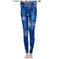 thumbnail image 4 of ManxiVoo Women's Elastic High Waist Fleece Lined Printed Leggings for Thermal Comfort in Winter Workout and Daily Use XL Size Navy, 4 of 8