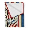thumbnail image 2 of Circus Soft Flannel Fleece Throw Blanket, Nostalgic the Strong Man Tattoos and Muscles Star Fun Art Print, Cozy Plush for Indoor and Outdoor Use, 60" x 80", Beige Red Blue, by Ambesonne, 2 of 5