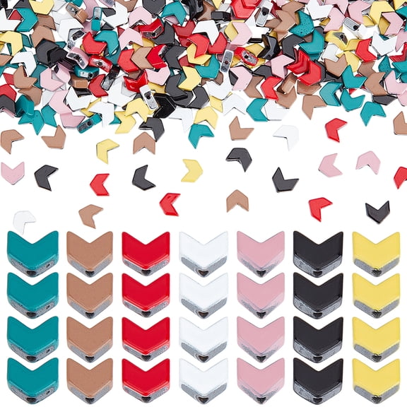 1 Box 350Pcs 7 Colors Arrow Head Beads V Shape Bead Bulk 6 x 5.5mm Colorful Stone Gemstones Arrowhead Loose Spacer Strand