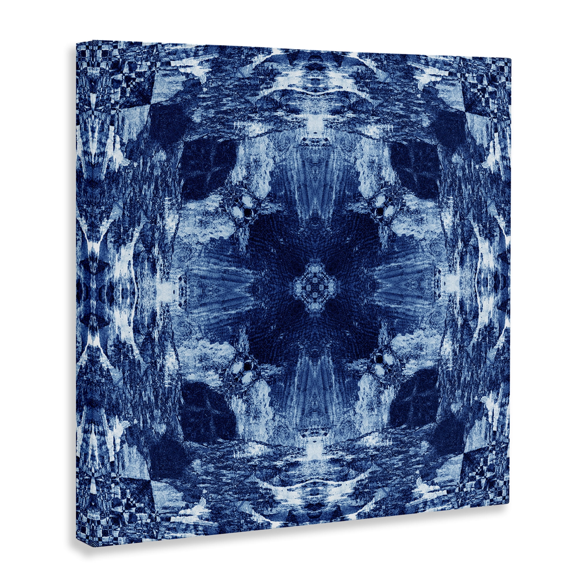 Stupell Industries Blue Mirrored Symmetry Abstract Painting Wrapped Canvas Art Print Wall Art, 30 x 30