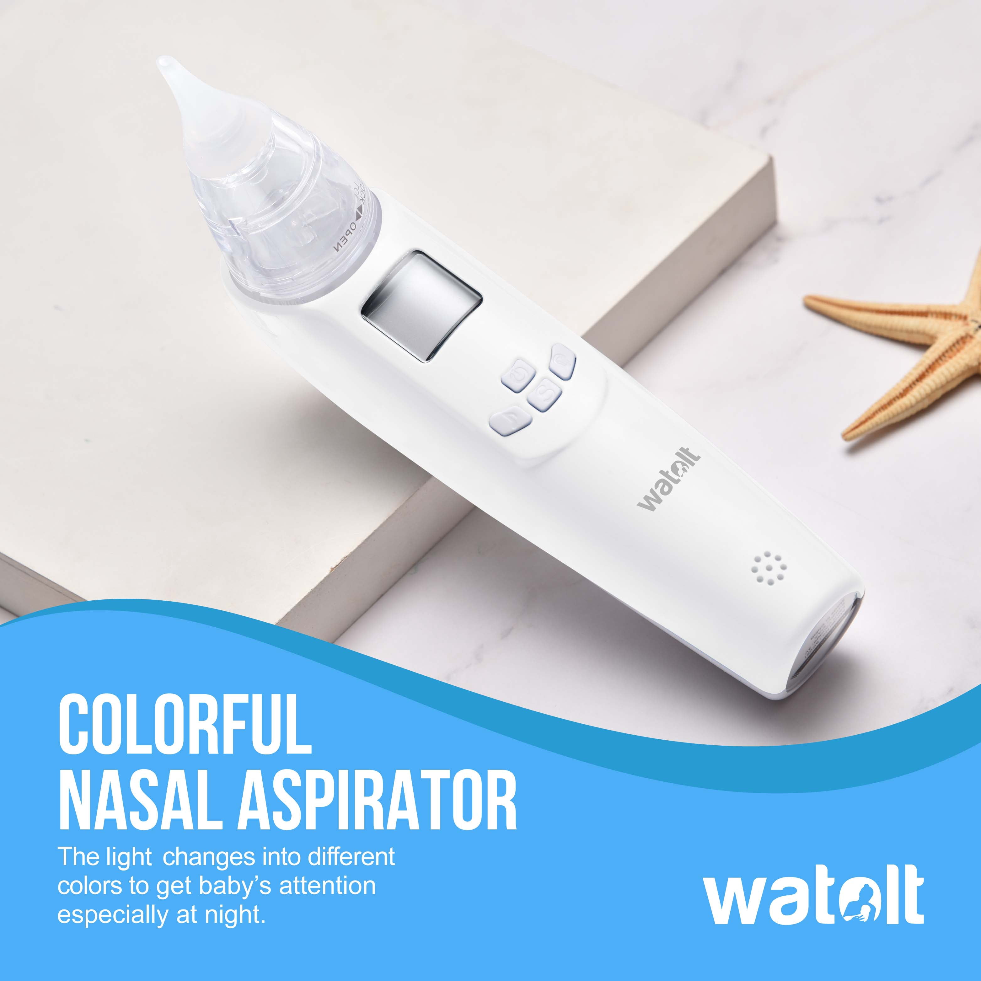 Watolt Baby Nasal Aspirator - Electric Nose Suction for Baby - Automatic Booger Sucker for Infants - Battery Powered Snot Mucus Remover for Kids Toddlers (White, Standard)