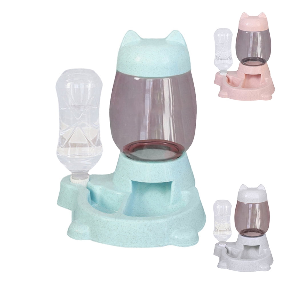 Automatic Cat Feeder, Cat Food Feeding Water Dispenser Set, Lovely Dog Cat Bowl with Water Bottle, Water Dispenser Food Dish Bowls for Small Animal