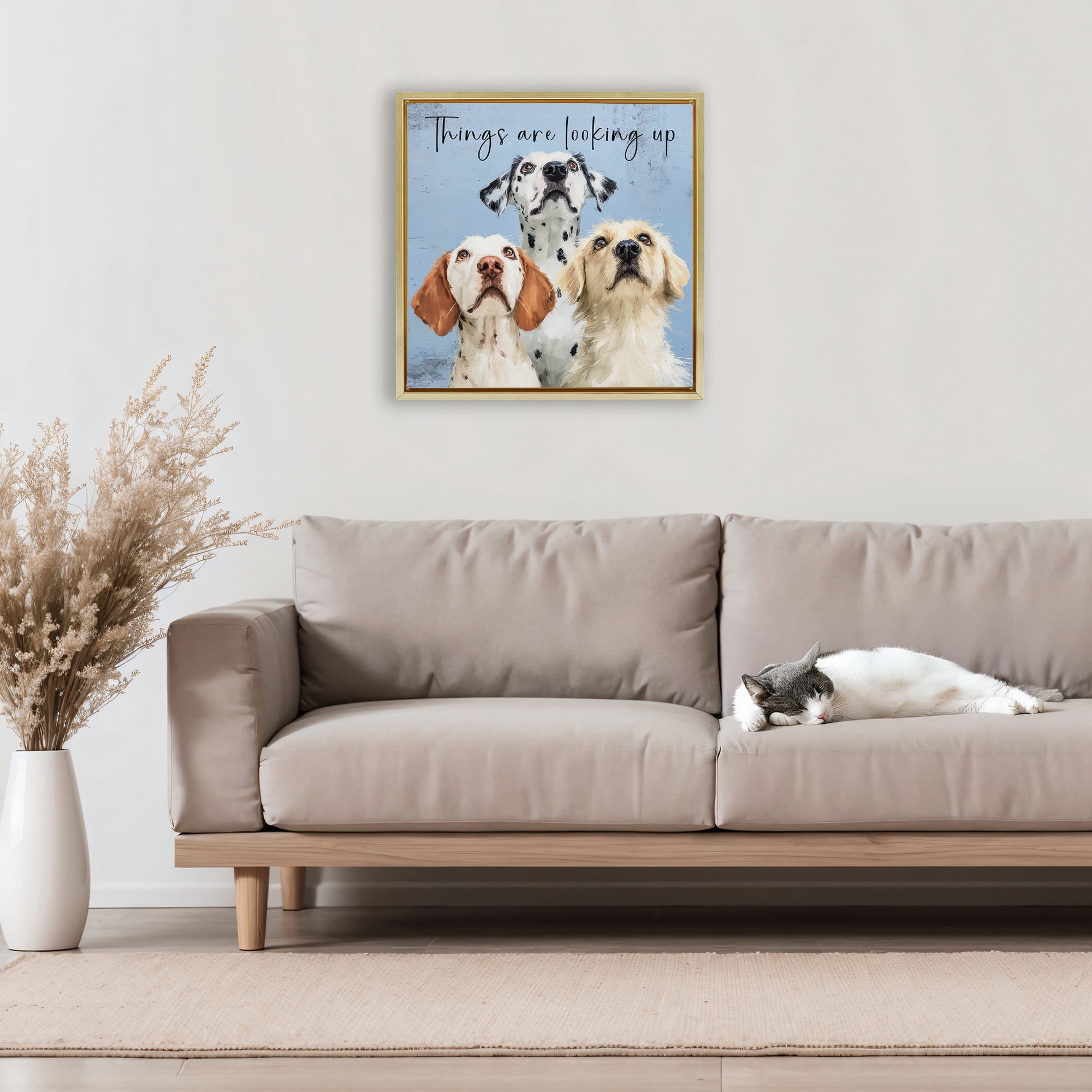 Stupell Industries Things Are Looking Up Gold Framed Floater Canvas Wall Art, design by Kim Curinga