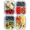 thumbnail image 1 of FIT Strong & Healthy Glass Meal Prep Containers, 2 & 3 Compartments - Portion Control, Lunch Container Set, Food Storage, Airtight Lids, Oven & Freez, 1 of 7