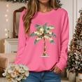 thumbnail image 2 of larppty Womens Crewneck Christmas Sweatshirts Shirts Holiday Ugly Sweatshirts for Women （Hot Pink, XL）, 2 of 6