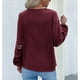 thumbnail image 1 of Blusa De Moda Para Mujer, Tops Con Cuello En V De Encaje Transpirable Para Ir De Compras Para Viajar Para Mujer ANGGREK Vino Tinto L, 1 of 7