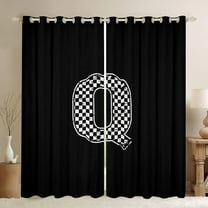 Feelyou Cartoon Letter Q Curtains Pack of 2 (42x84 Each) for Kid, Buffalo Monogrammed Curtains Blackout, Square Geometric Bedroom Curtains, Black Out Curtains Decor
