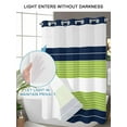 thumbnail image 4 of No Hook Cloth Fabric Shower Curtain with Snap in Liner, Navy Blue Green Stripe Waterproof Shower Curtains Set with See Through Top Window, Modern Art Horizontal Striped Bath Curtains Shower 72"x84", 4 of 6