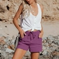 thumbnail image 5 of frariair ​Women's Light Neutral Casual Shorts Breathable Linen Feel Lounge Athletic Comfort Shorts For Warm Seasons​ Purple, 5 of 9