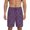 thumbnail image 3 of Lsque Retro Florals Purple Mens Sleep Pajama Shorts,Short Pajama Pants, Cotton Ultra-Soft Knit-Small, 3 of 9
