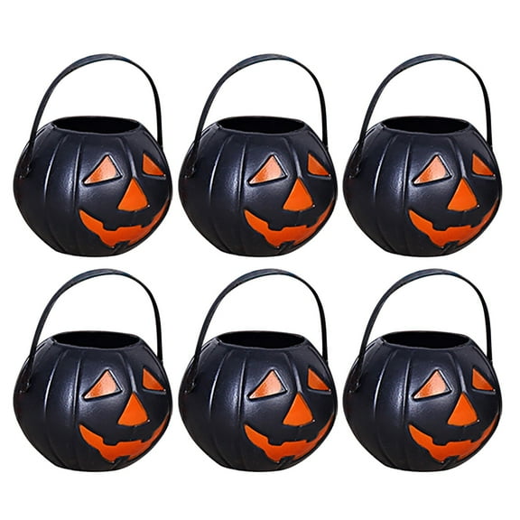GiLiling 6 Pcs Halloween Candy Bucket,Pumpkin Ghost Cauldron Candy Bucket,Mini Halloween Candy Holder Pail with Handle for Halloween Party Supplies,Trick or Treat for Halloween