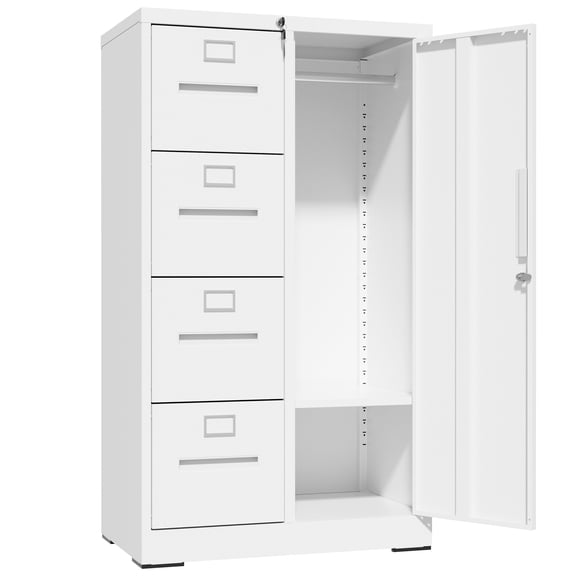 Steel Vertical File Cabinet Lock 4 Drawers 1 Door School Office