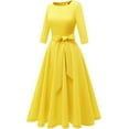 thumbnail image 3 of Cocktail Dresses for Women, Elegant Wedding Guest 3/4 Sleeves Formal Church Dress, Fall 2025, 3 of 12