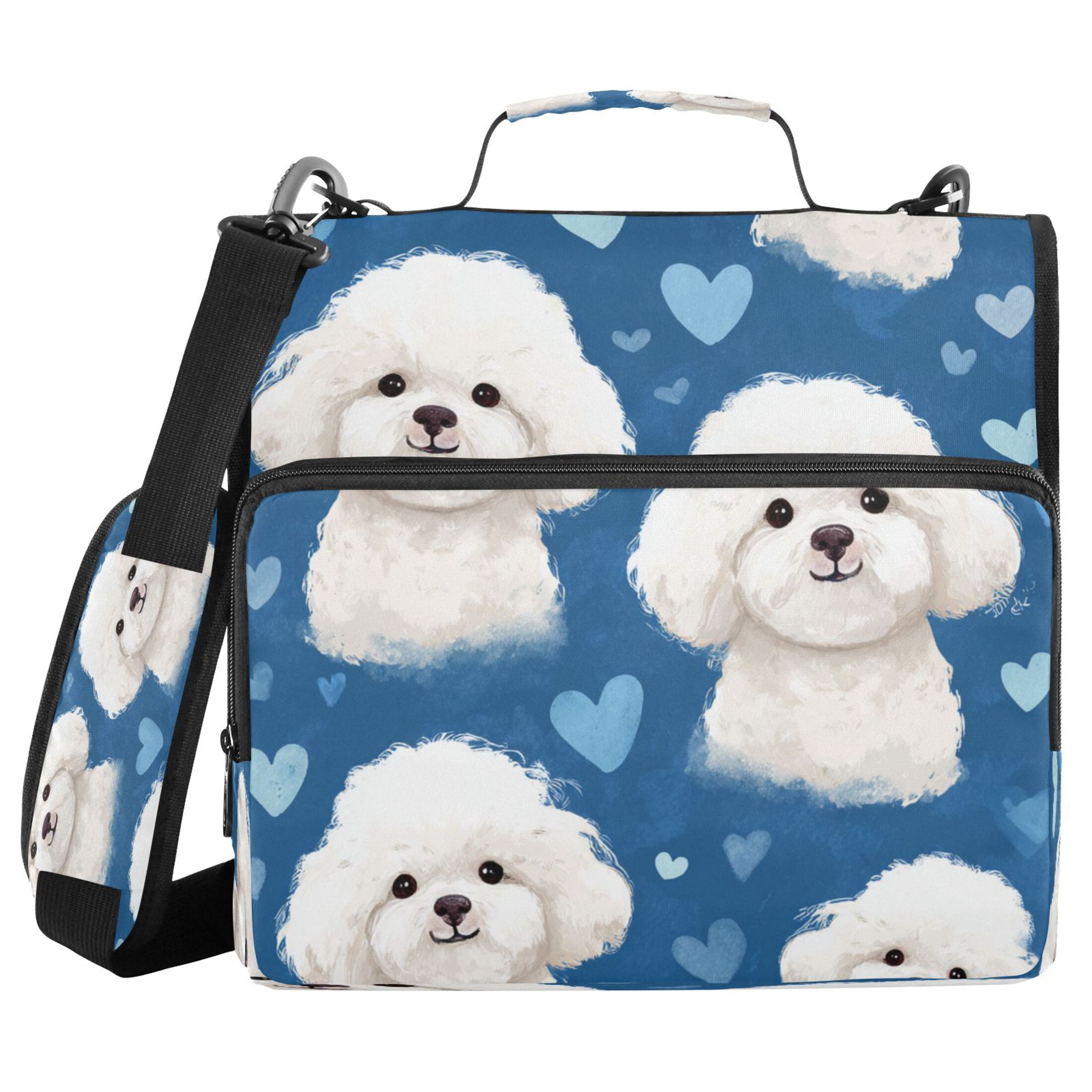3 Ring Zipper Binder Stationery Organizer for Study Work Home Travel, All-Purpose File Folder Storage Bag for Daily Document Organization Blue Sky Bichon