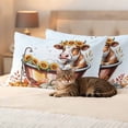 thumbnail image 3 of Funny Cow Fall Outdoor Waterproof Pillow Covers, Thanksgiving Pumpkin Bathtub Auqa Gradient Decorative Rectangle Throw Pillowcase Sofa Cushion Sham for Patio/Couch/Chair, 20"x12" 2 Pack, 3 of 8