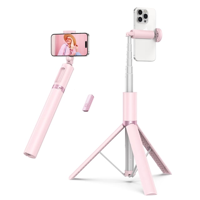 Trípode para selfies ATUMTEK 55 con control remoto Bluetooth, color rosa