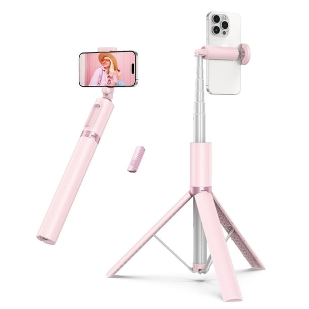 Trípode para selfies ATUMTEK 55 con control remoto Bluetooth, color rosa