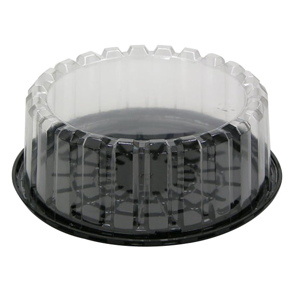 Pactiv Showcake APET Plastic Round Cake Container Black/Clear, 9.25