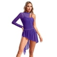 thumbnail image 2 of TiaoBug Women's Lyrical Ballet Contemporary Dance Ice Skating Asymmetrical Dress Purple M, 2 of 7