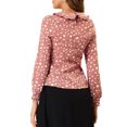 thumbnail image 3 of INSPIRE CHIC Women's Floral Plaid Print Top Puff Long Sleeve Ruffle Peter Pan Collar Blouse S Red, 3 of 6