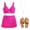 Hot Pink(New), variant on PNTUTB Women's High Waisted Solid Color V Neck Drawstring Adjustable Fashion Separate Swimsuit Set