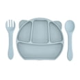 thumbnail image 1 of Plato de cena Placas de succión de silicona para bebés y niños pequeños Placa de succión para bebés con cuchara y tenedor de silicona Diseño dividido libre de BPA Apto para lavavajillas y microondas Meterk  Plato de cena, 1 of 7