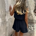 thumbnail image 5 of Women's Summer Solid Color Casual Sleeveless Breasted Drawstring Tied Elastic Waist Side Pocket Jumpsuit, 5 of 7