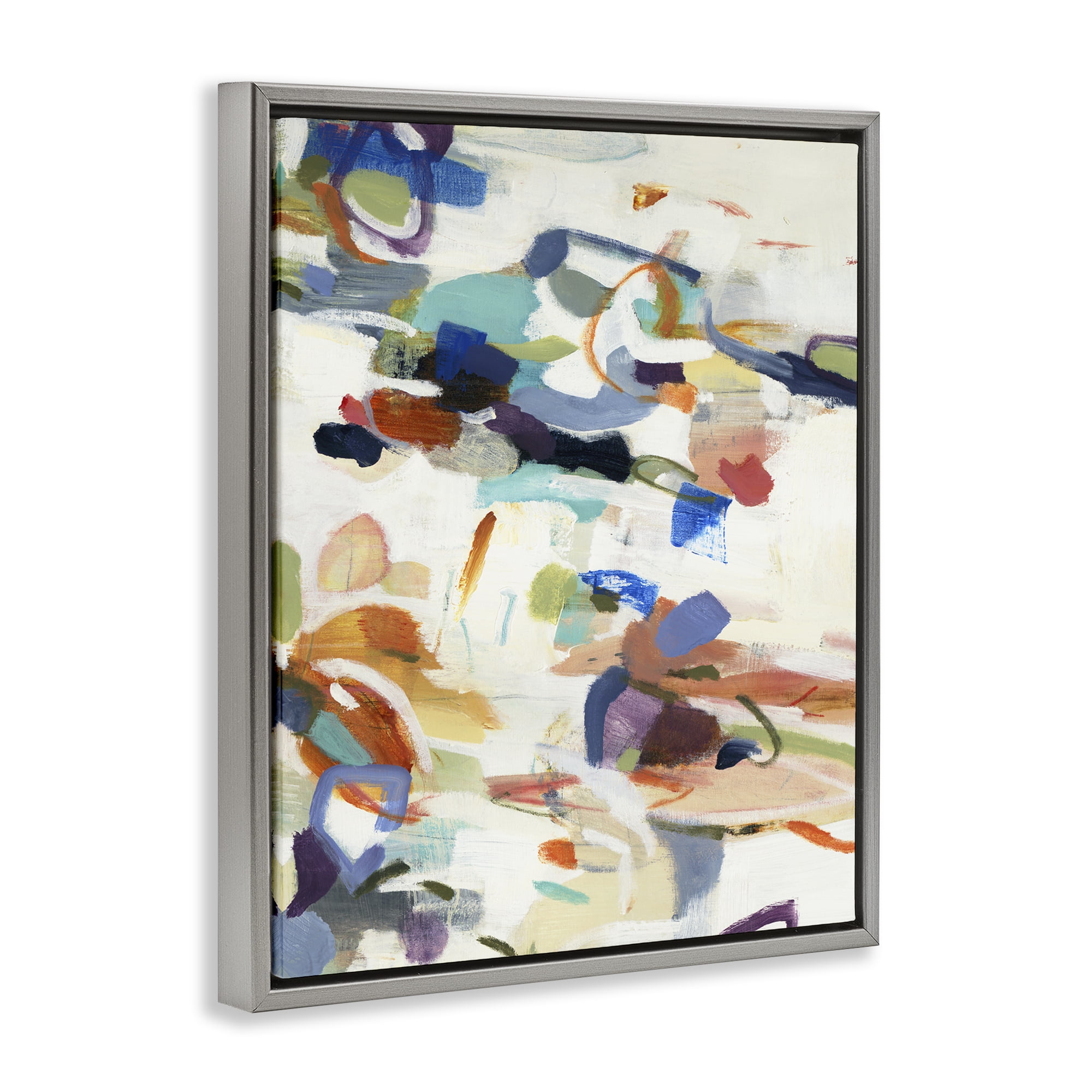 Stupell Industries Flowing Stippled Brushstrokes Gray Framed Floater Canvas Wall Art, design by Lisa Ridgers