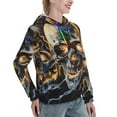 thumbnail image 6 of Picia Fiery Skull Trio Pattern Casual Women's Hoodie, Hooded Sweatshirt with Kangaroo Pocket, Comfortable Pullover with Eye-catching Drawstrings-XX-Large, 6 of 7
