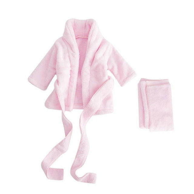 Newborn Bathrobe Pure Cotton Thickened Baby Photo Bathing Suits Photo Garment (Pink Suitable For 0-1 Month Baby)
