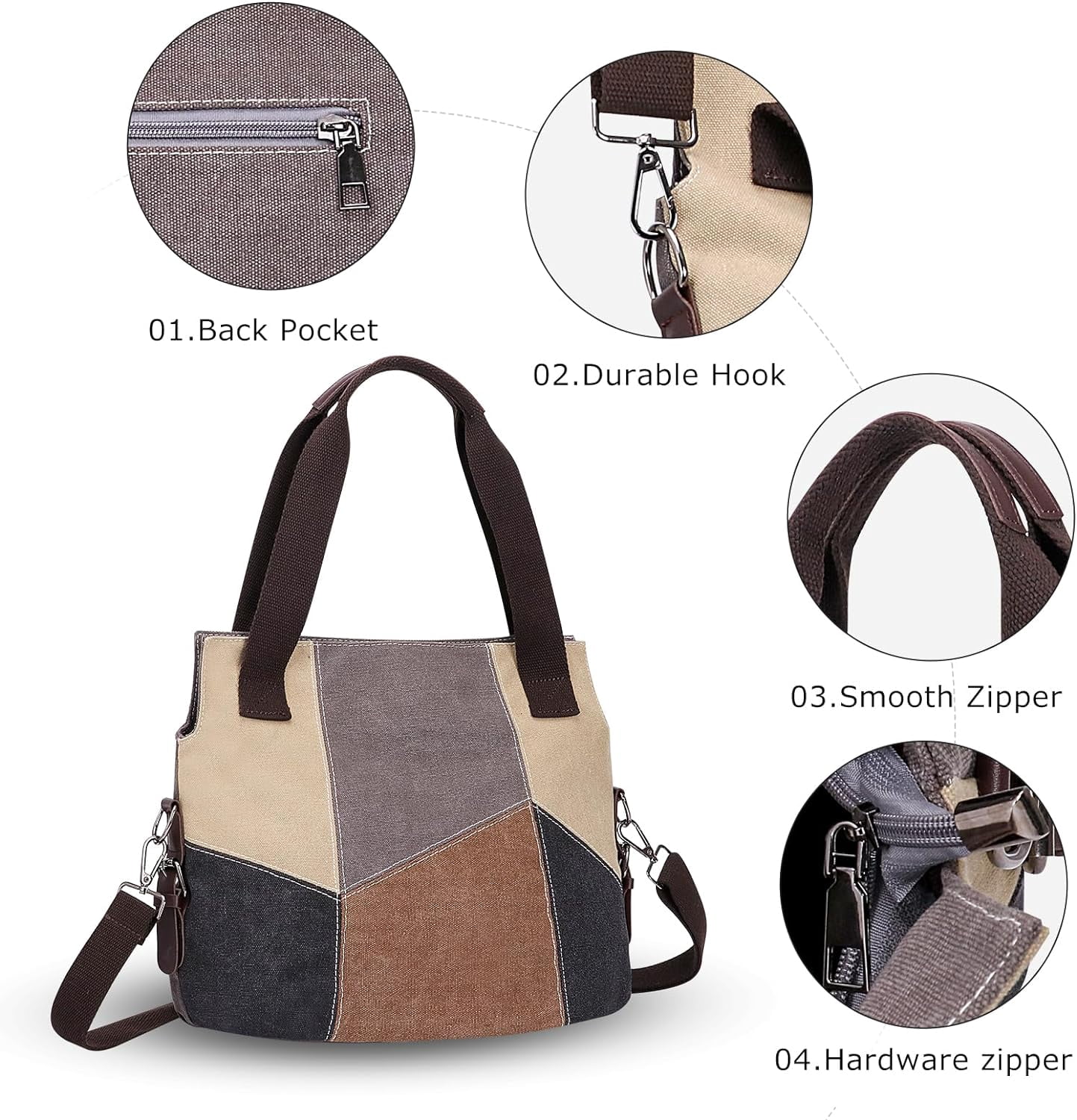 Canvas Tote Bag for Women Large Hobo Bag 2 Straps Crossbody Shoulder Handbag Pocketbooks Womens Purses